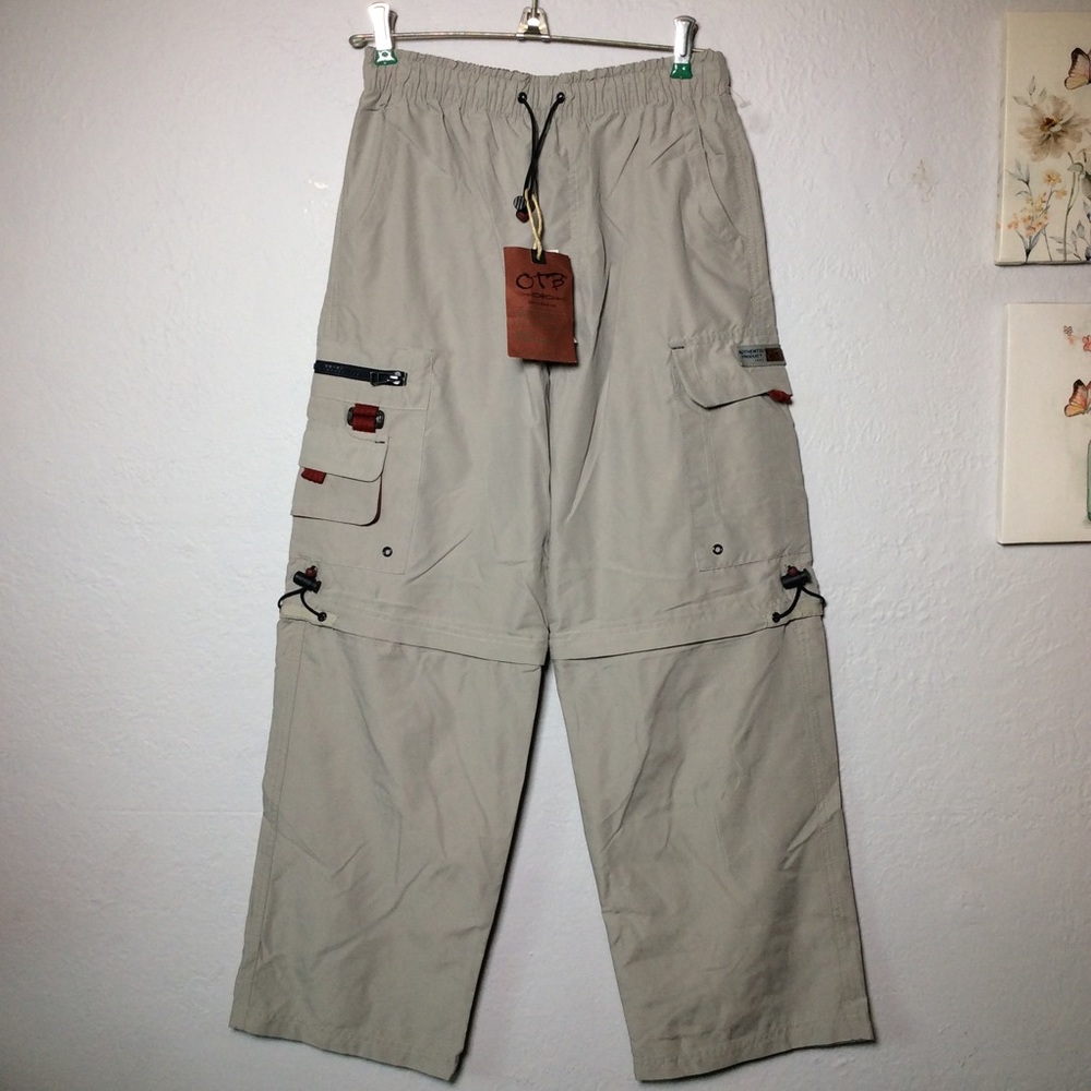 OTB Boys Gray Cargo Pants/Shorts Gray Zip-off NWT Y2K
